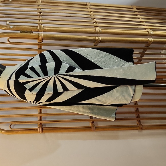 Vintage EY Boutique black silver metallic shimmery cardigan crystal zipper pull - Picture 9 of 15